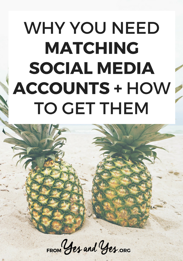 Yup, you need matching social media accounts - click through for tips on how to set up matching social media handles + what to do if you have a common name!