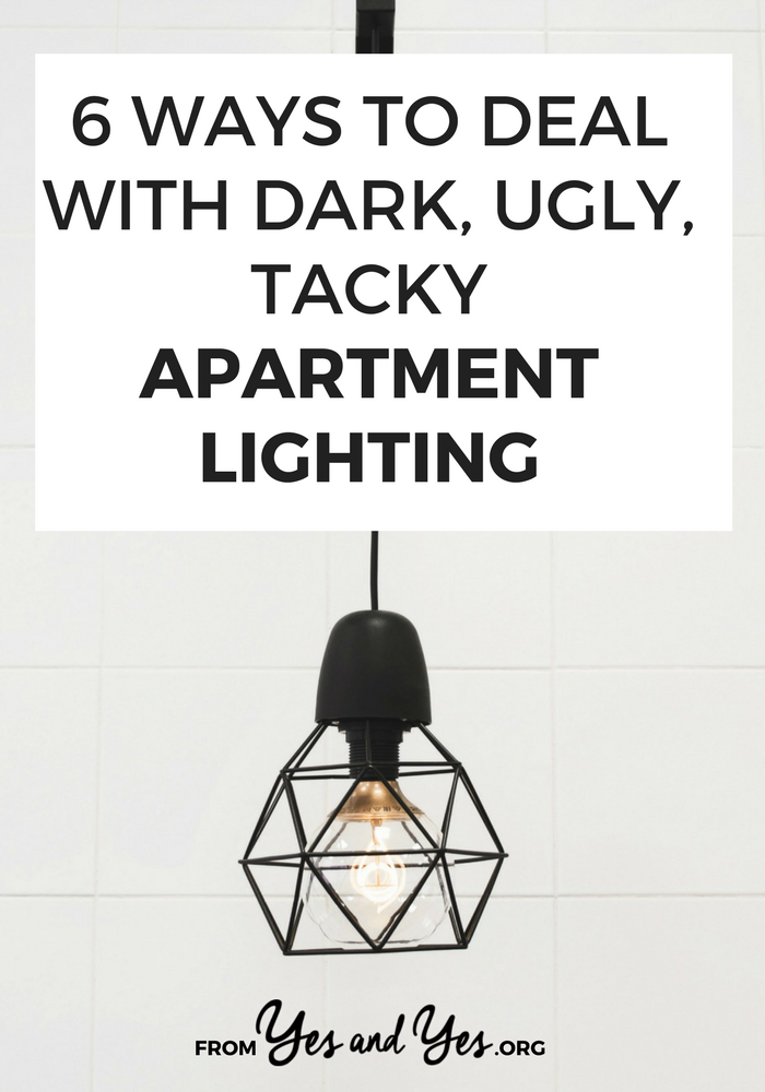 Got bad apartment lighting? You don't need to be an electrician to upgrade your light fixtures! Click through lighting ideas that will help you deal with dark apartments and tacky light fixtures!