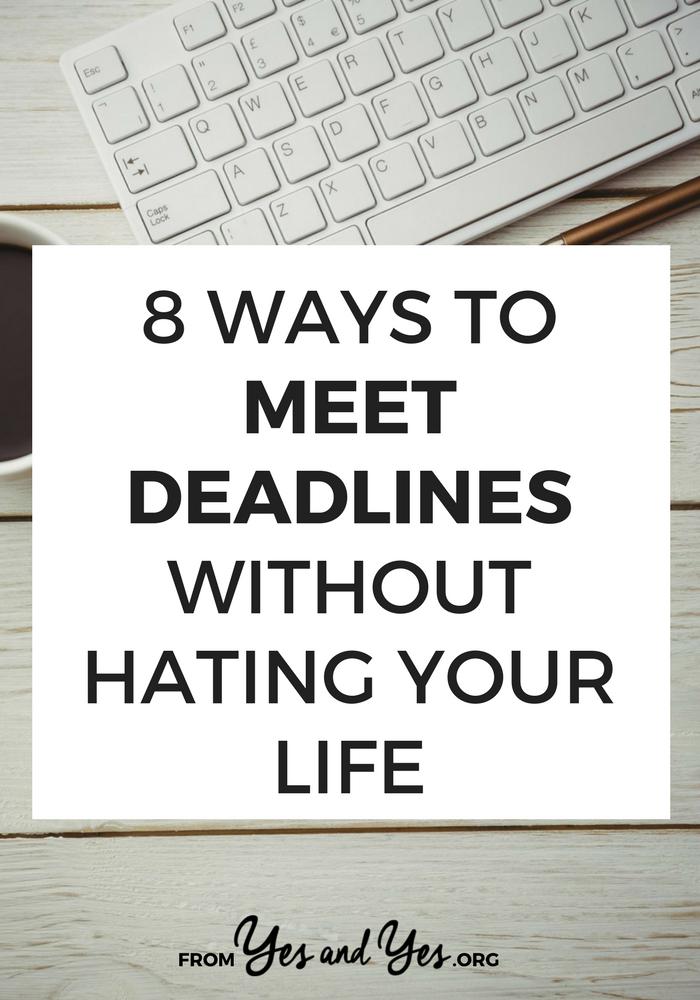 You probably already know how to meet deadlines, you've read all those productivity tips, but do you know how to meet deadlines WITHOUT HATING YOUR LIFE? Click through find how out!
